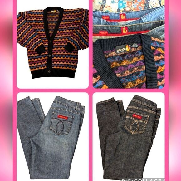 women's Sasson lot‎ vintage cardigan sweater and jeans - Picture 1 of 15